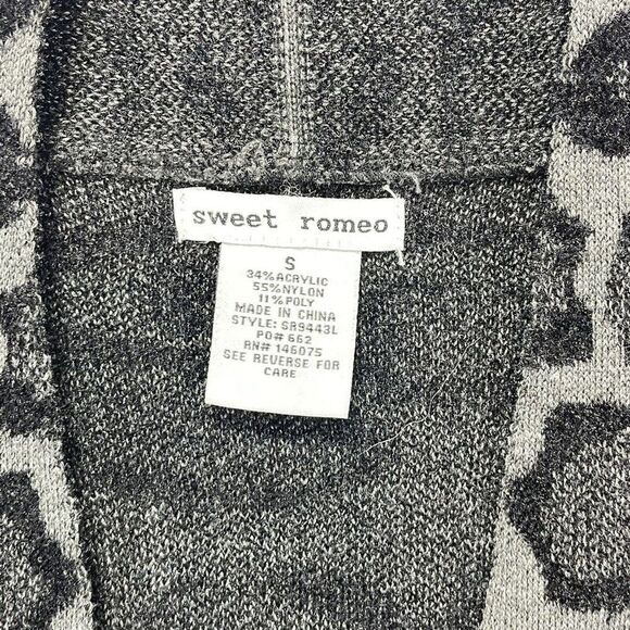 Sweet Romeo Womens Sz M Gray And Black Knit Pocket Cardigan Open Front - Picture 5 of 14